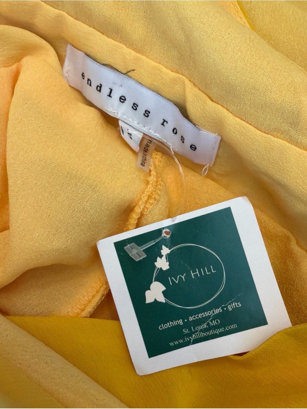 Endless Rose Flounced Sleeve V Neck Jumpsuit Yellow Wide Leg Size Small NWT - Picture 11 of 12